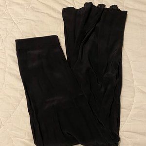 BLQ Black Wide Leg Faux Silk Pants with High Slits NWOT